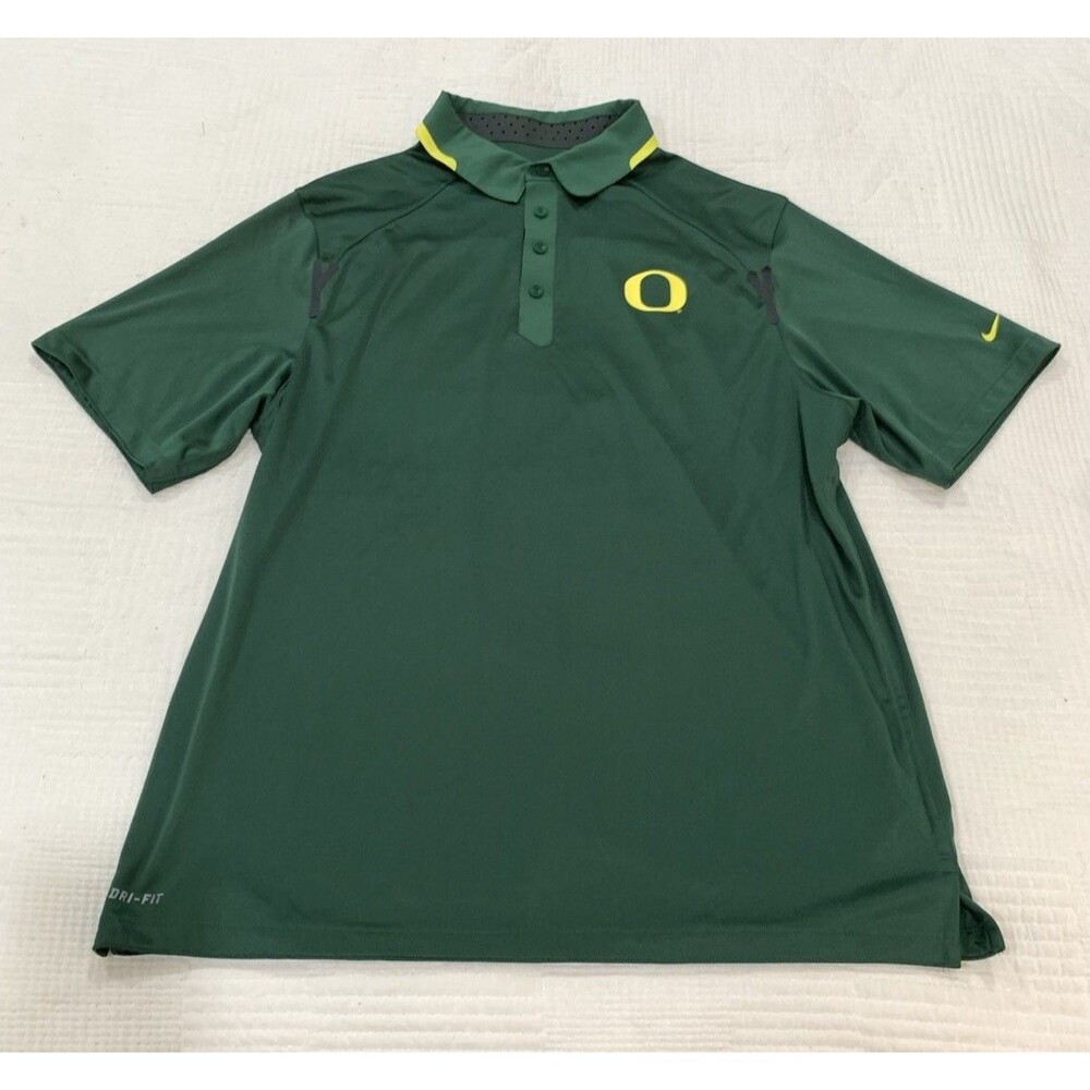 Oregon Ducks Polo Shirt Mens XL Green Nike Dri-FIT Golf Athletic Team NCAA
